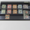 Postage due set used - SACC 1 to SACC 7 - with extras and 1 shilling pair