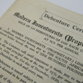 1939 Debenture Certificate - Modern Investments