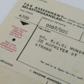 South African Revenue - 1960 Tax Assessment and payment advice