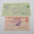 Pair of Bechuanaland Exploration Company cheques - 1940`s and 1950`s
