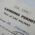 SA VAAL Landing permit for the port of LAS PACMAS - 4 July 1968