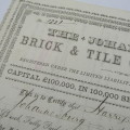 1889 The Johannesburg Brick and Tile Company Shares certificate