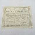 1889 The Johannesburg Brick and Tile Company Shares certificate