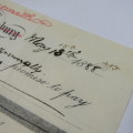 Cheque issued by Advocate Thomas Canter in Ladysmith 1888 - with the marks of 2 locals