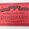 Antique Peter Leech and Son Finest Golden Syrup 4 LBS label