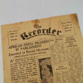 1953 Copy of The Recorder for ` Modern Africans `
