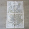 Original 1830`s map of Scotland with all the Railways published WM. Lizars, Edinburgh - 2 piece map