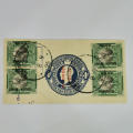 Kolmannskop cancellation on 2 pairs of South Africa half penny springbok stamps