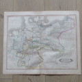 Original 1830`s map of Germany, Prussian Dominions - published by W. Lizars, Edinburgh - 57 x 47cm