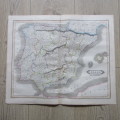 Original 1830`s map of Spain & Portugal - published by W.H. Lizars, Edinburgh - 57 x 47cm