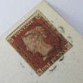 Great Britain Postal Cover with penny red stamp ( corner letters E&G) 1841