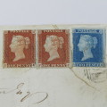 Great Britain 1847 letter posted from Cardiff to Swansea with pair of penny red stamps