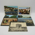 Lot of 7 postcards vintage with French Stamps or Frankings