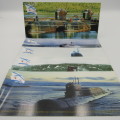 Lot of 6 elongated cards / postcards with russian submarines