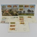 Lot of 5 SWA stamp sets on postcards - self made