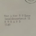 Letter sent from Umtata, Transkei to Strand, South Africa with Transkei 4c stamp cancelled