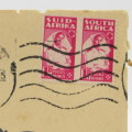 Letter sent from Cape Town to Strand on Springett`s studio stationery with 2 war stamps