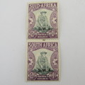 South West Africa 2d + 1d Voortrekker memorial fundstamp SACC 121b - overprint shifted to the bottom