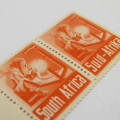 SACC 92 Pair 6d wartime mint stamps South Africa