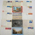 Lot of 19 vintage British postcards - all of them with more then 1 stamp used