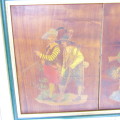 Pair of Antique wooden hanpainted cabinet inserts
