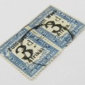 South West Africa Postage due 3d used pair SACC 26 ( 1924-1926)