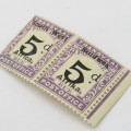 South West Africa postage due 5d May to Sep 1927 mint pair hinged