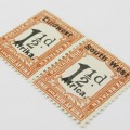 South West Africa Postage due 1 1/2 d Pair mint hinged SACC 23