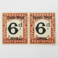 South West Africa Postage due - pair mint hinged 6d ( Transvaal ) SACC 8
