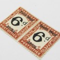 South West Africa Postage due - pair mint hinged 6d ( Transvaal ) SACC 8