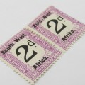 South West Africa Postage due 2d pair mint hinged SACC 4