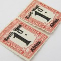 South West Africa Postage due 1d pair - SACC 2 mint torn between 2 stamps