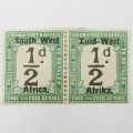 South West Africa Postage due 1/2d - Pair mint hinged SACC 1