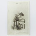 Postcard - vintage Girl with teddy bear