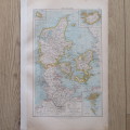 Original 1901 Map of Denmark on A3 - Scaled 1 : 1500 000