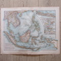 1901 Map of South East Asia and Malaysia on A2 - 1 , 10 000 000 scale