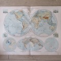 1901 Map of the World - Western and Eastern Hemisphere on A2 - Scaled 1 : 75 000 000