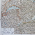 1901 Map of Switzerland and surrounds on A2 - 1 : 800 000 scale
