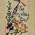 Antique Embroidered postcard - To my dear girl