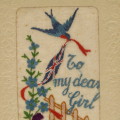 Antique Embroidered postcard - To my dear girl