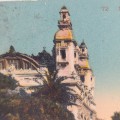 1924 Postcard sent from Monaco to Hotel Byron Lausanne, Switzerland with 45 cent overstamped stamp