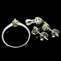4-piece Natural Peridot Ring, Pendant and Earrings Set