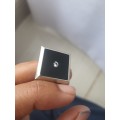 Sterling Silver Onyx diamond ring