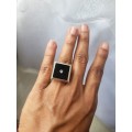 Sterling Silver Onyx diamond ring