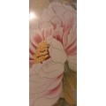 Oriental silk painting of a peony on silk - signed and stamped