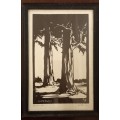 FRAMED PHOTO LITHOGRAPHIC PRINT, STAMPS AND POST CARDS BY JH PIERNEEF