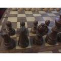 Ulbrich Wooden Chess set, carry case and fold away wooden board