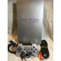 Playstation 2 - Silver PHAT c/w 1 x Original Controller, AV Cable Power Cord