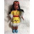 Vintage Native American Indian Squaw doll with twin babies on her back Made in Hong Kong +-19cm