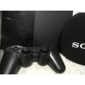 PS2 - Black Slim Line Console c/w 1x New Generic Controller, Cables + 5 Games in Sony Pouch